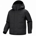 A black hooded outdoor jacket with a tone on tone embroidered 'BLANC' logo on the left chest, displayed on a clean white background.