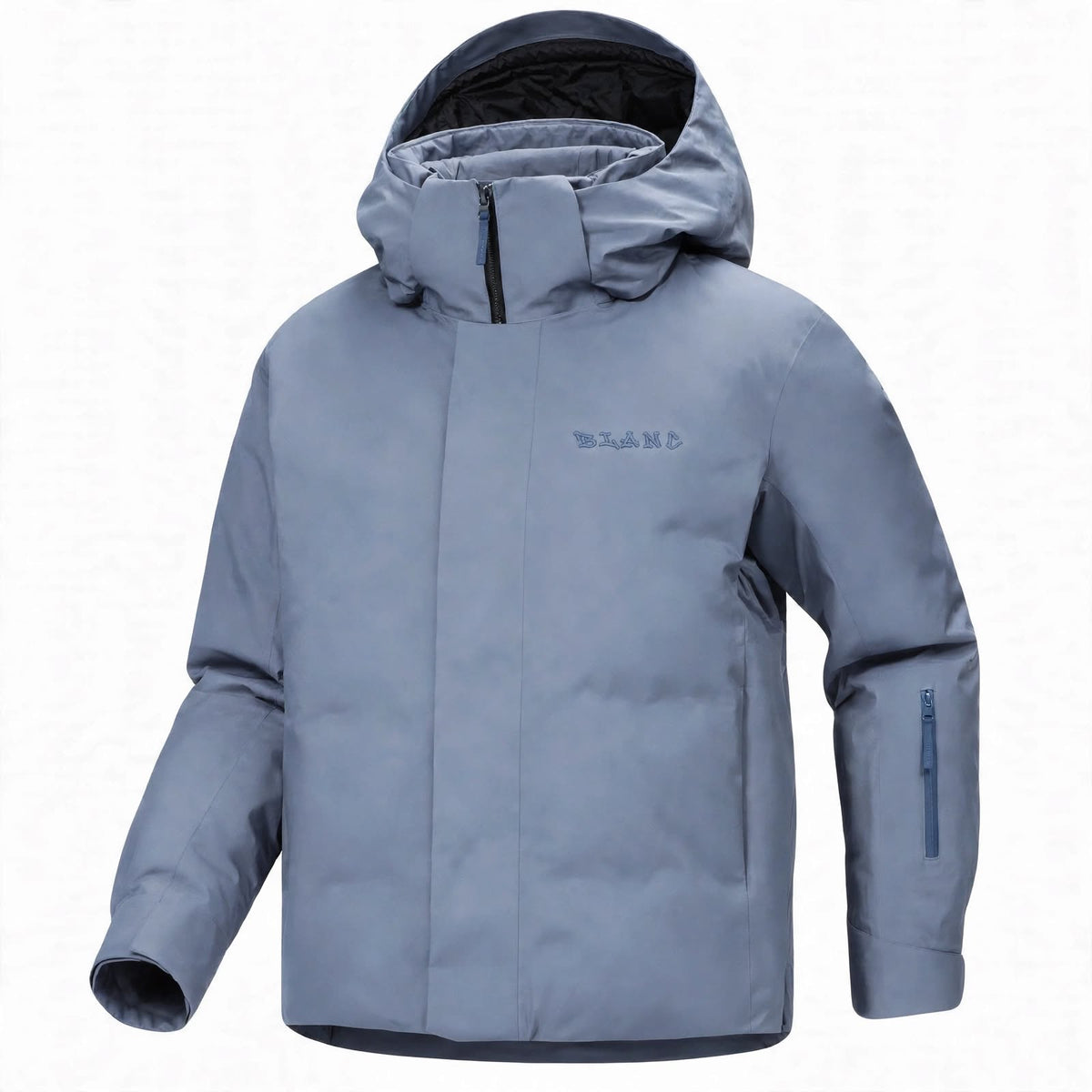 A lavender outdoor jacket with a tone on tone embroidered 'BLANC' logo on the left chest, displayed on a clean white background.
